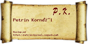 Petrin Kornél névjegykártya